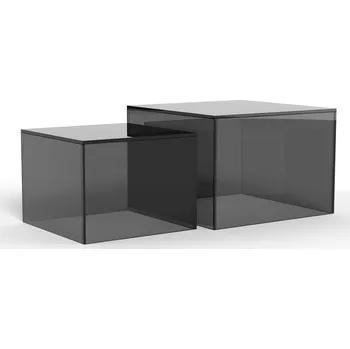 Konferenční stolek Šedé skleněné konferenční stolky v sadě 2 ks 50x50 cm Dice – Actona ID_1829114