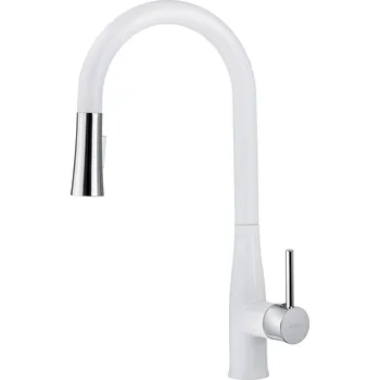 Vodovodní baterie Deante Lukrecja dřezová baterie, bílá a chrom, BDH_W720