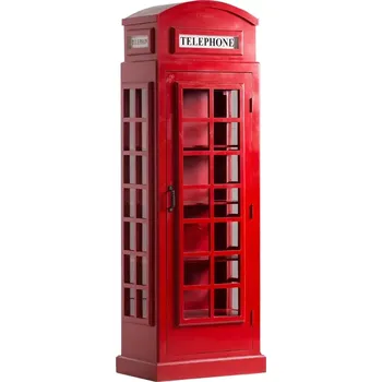 Knihovna Masivní vitrína London police v červené barvě, lakovaná, z mangového dřeva – 64×40×185 cm