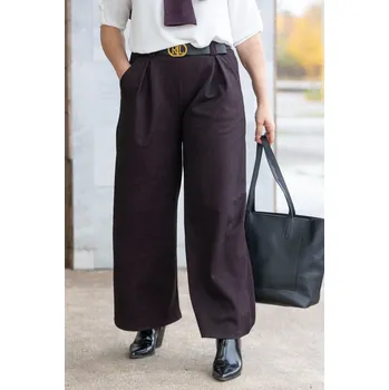 Dámské kalhoty Italy fashion Elegantní kalhoty DEBRA Barva: Vínová, Velikost: UNI: S-L