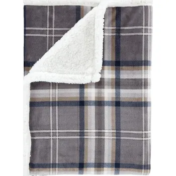 deka Šedá deka s beránkem 130x170 cm Kelso Check – Catherine Lansfield ID_1800141