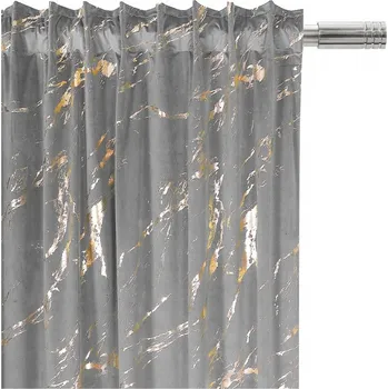 Závěs Fliying Sametový závěs na pásce L 786 šedý/zlatý, 140x250 cm (cena za 1 kus)