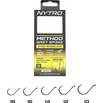 Rybářský háček Nytro Hotový Návazec NTO-B2 Barbless Method Bait Spike Ready Tied Rigs 8ks / 10 cm Velikost háčku: 12