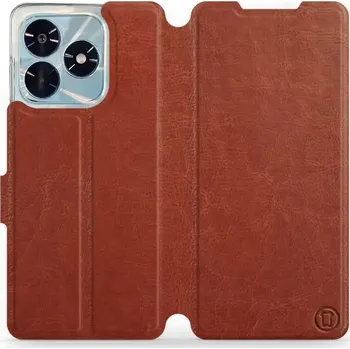 Pouzdro na mobilní telefon Flipové pouzdro Mobiwear - Honor X5c Plus - Hnědé a šedé (Knížkové flip pouzdro, obal, kryt na mobil Honor X5c Plus - Hnědé a šedé, materiál Umělá kůže + TPU - ochrana 360°, stojánek, silikonová vanička, magnetické zavírání)