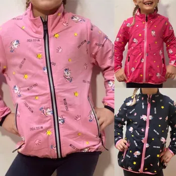 Chlapecké oblečení Kugo holčičí mikina s drobnými jednorožci Barva: Modrá, Velikost: 98