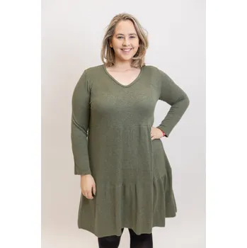 Dámské šaty Italy fashion Úpletové šaty EVELIN Barva: Khaki, Velikost: UNI: XL-3XL