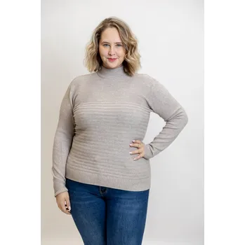 Dámský svetr Italy fashion Vzorovaný svetr OLIVIE Barva: Béžová, Velikost: UNI: XL/2XL