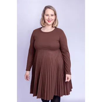 Dámské šaty Italy fashion Mikinové šaty SABRINA Barva: Hnědá, Velikost: UNI: L-2XL