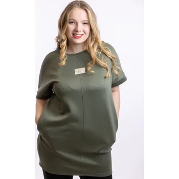 Dámské šaty Italy fashion Mikinové šaty CHANCE Barva: Khaki, Velikost: UNI: M-XL