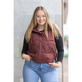 Dámská vesta DALEF Dámská krátká vesta CHERY [24701] Barva: Vínová, Velikost: L