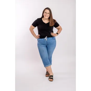 Dámské kalhoty Moon girl Capri kalhoty do gumy [RAX681] Barva: Modrá, Velikost: 38