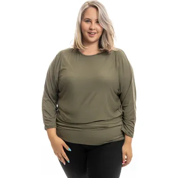 Italy fashion Dámské tričko HAYLEY maxi Barva: Khaki, Velikost: UNI: XL-3XL