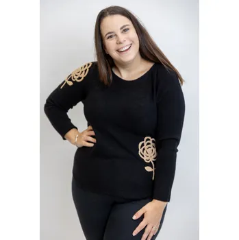 Dámský svetr Italy fashion Úpletový svetr BOSTON Barva: Černá, Velikost: UNI: XL-3XL