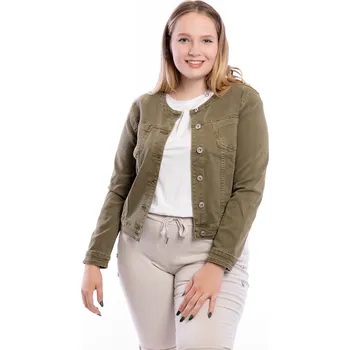 Dámská casual bunda Moon girl Dámská džínová bunda VINTED MAXI khaki [C19-7] Barva: Khaki, Velikost: 3XL