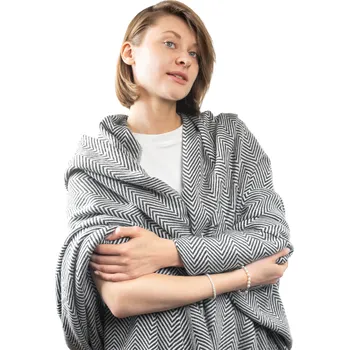 deka Pashmii 100% Kašmírová deka ZIGZAG černá