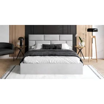 Postel Čalouněná postel PASADENA PARIS 90x200 s kovovým roštem SVĚTLE ŠEDÁ