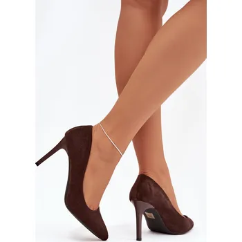 Dámské lodičky Eko semišové lodičky Sergio Leone 1336 čokoládové 39