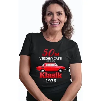 Žertovný předmět 50 let - všechny části originál - Klasik 1976 - dámské tričko s potiskem- Tričkový.cz