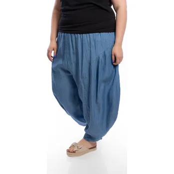 Dámské oblečení Italy fashion Dámské harémové kalhoty ROBIE denim Barva: Tmavě modrá, Velikost: UNI: L-3XL