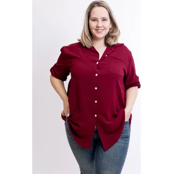 Pánská košile Italy fashion Maxi košile EDIT Barva: Vínová, Velikost: UNI: XL-4XL