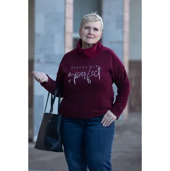 Dámská mikina Italy fashion Plyšová mikina PERFEKTA Barva: Vínová, Velikost: UNI: L-2XL