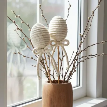 Velikonoční dekorace Zápich, vajíčko - ecru (velikonoční dekorace)