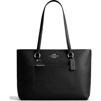 Módní doplněk COACH Kabelka Station Tote Bag Crossgrain Leather Silver Black