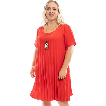 Dámské šaty Italy fashion Plisované šaty VENEZIA Barva: Červená, Velikost: UNI: M-XL