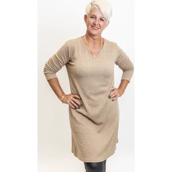 Dámské šaty Italy fashion Úpletové šaty PENNY Barva: Béžová, Velikost: UNI: L-3XL