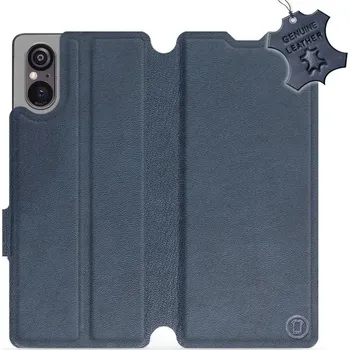 Kožené flip pouzdro Mobiwear - Sony Xperia 5 V - Modré - VÝPRODEJ (Kožené knížkové pouzdro, obal, kryt na mobil Sony Xperia 5 V, Modré, materiál Genuine Leather, ochrana 360°, stojánek, silikonová vanička, magnetické zavírání)