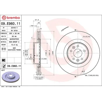 Brzdový kotouč Brzdový kotouč BREMBO 09.E960.11