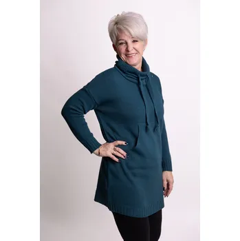 Dámský svetr Italy fashion Delší svetr DITA Barva: Petrolejová, Velikost: UNI - L-2XL