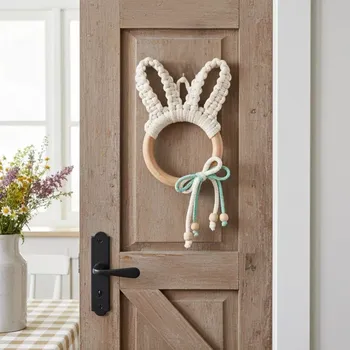 Velikonoční dekorace Velikonoční zajíček k zavěšení s mátovou mašlí (velikonoční dekorace)