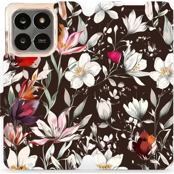 Pouzdro na mobilní telefon Flipové pouzdro Mobiwear - Honor X7d - VP72S Květy na hnědé (Knížkové flip pouzdro, obal, kryt na mobil Honor X7d - VP72S Květy na hnědé, materiál Umělá kůže + TPU - ochrana 360°, stojánek, silikonová vanička, magnetické zavírání)