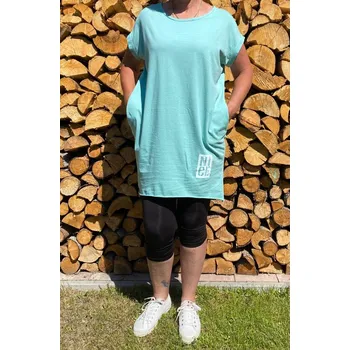 Dámské šaty Italy fashion Tričkové šaty s výkroji na zádech Barva: tyrkysová, Velikost: UNI