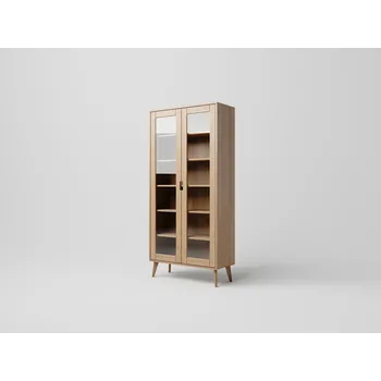 Knihovna SCANDIA Dvoudveřová retro vitrína SC-D02C, dub