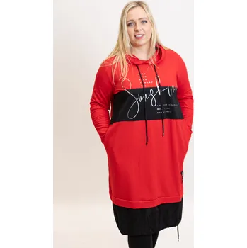 Dámské šaty Italy fashion Šaty s kapucí SUNSHINE Barva: Červená, Velikost: UNI: L-2XL