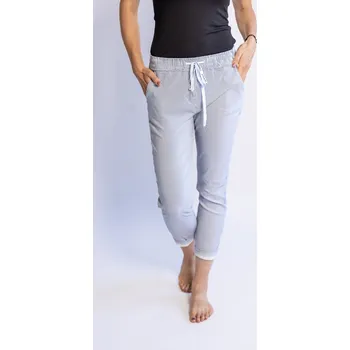 Dámské kalhoty Italy fashion Pružné kalhoty CROP stripe Barva: Modrá, Velikost: L