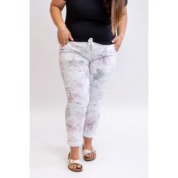 Dámské kalhoty Italy fashion Pružné kalhoty EXOTIC long Barva: Bílá, Velikost: UNI: L-2XL