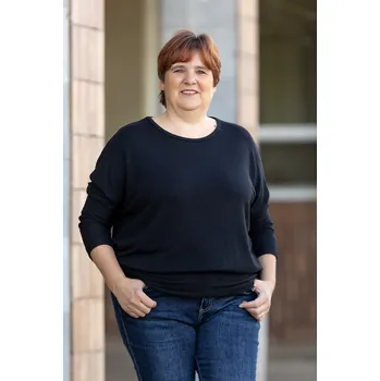 Dámské tričko Italy fashion Tričko s dlouhým rukávem NADIA Barva: Černá, Velikost: UNI: 2XL-4XL