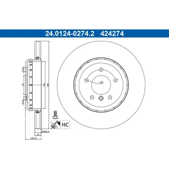Brzdový kotouč Brzdový kotouč ATE 24.0124-0274.2