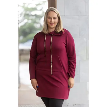 Dámská mikina Italy fashion Dámská dlouhá mikina ZAFIRA Barva: Vínová, Velikost: UNI: XL-3XL