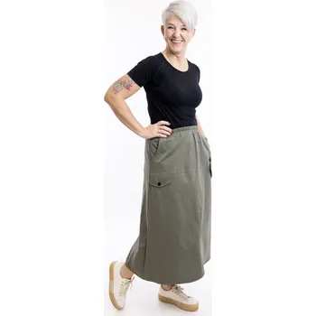 Dámská sukně Italy fashion Dlouhá sukně KRISTY Barva: Khaki, Velikost: UNI: M-XL