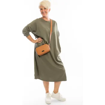 Dámské šaty Italy fashion Mikinové šaty VILMA Barva: Khaki, Velikost: UNI: L-2XL