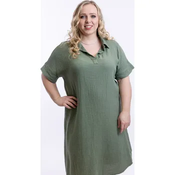 Dámské šaty Italy fashion Mušelínové šaty TRIS Barva: Khaki, Velikost: UNI: XL/2XL