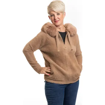 Dámský svetr F.J.J. Elegantní svetr BONBON Barva: Hnědá, Velikost: UNI: M-XL