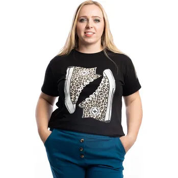 Italy fashion Dámské tričko SHOES Barva: Béžová, Velikost: UNI: M-XL