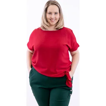 Italy fashion Dámské tričko s uzlem SERENA Barva: Vínová, Velikost: UNI: XL/2XL