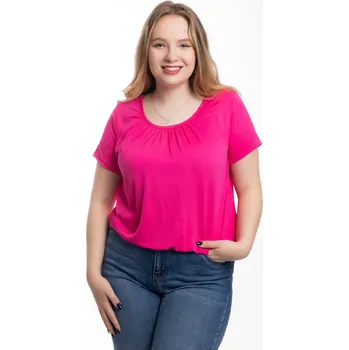 Italy fashion Dámské tričko do gumy BASIC short Barva: Tmavě růžová, Velikost: UNI: XL-3XL