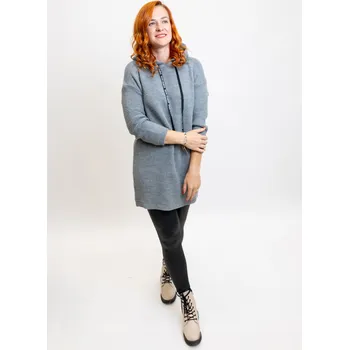 Dámské oblečení Italy fashion Dlouhý svetr s kapucí AMY Barva: Šedá, Velikost: UNI: M-XL